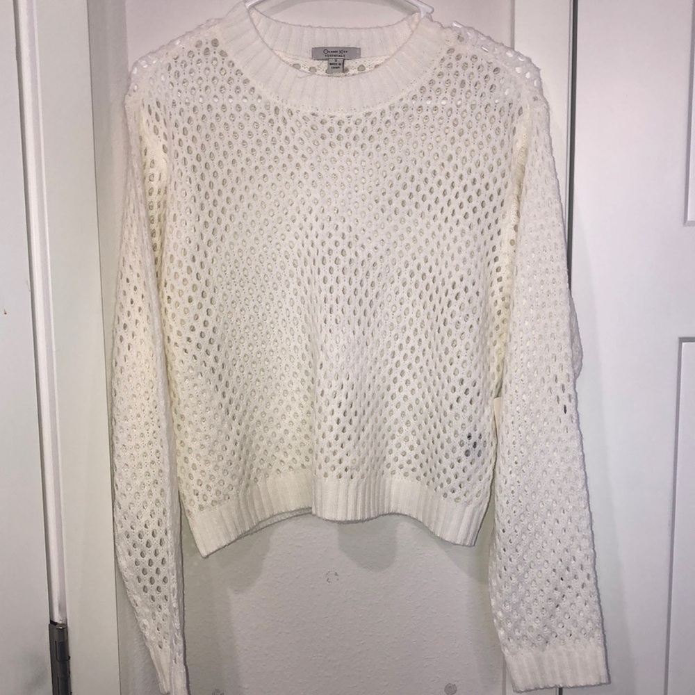 Ladies Orange Kiss Essentials White Crochet Sweater Knit Size S. Bo ho. Spring